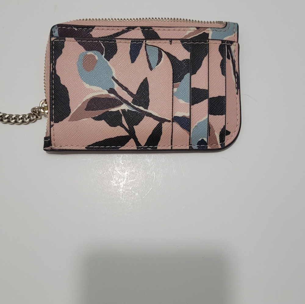 Kate Spade floral zip card holder keyring in blush and black - Picture 5 of 5
